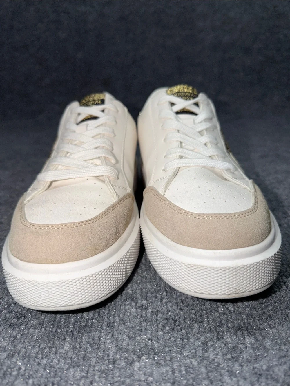 Vintage Havana White Sneakers with Gold Star Accent